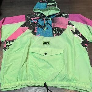 Vintage Asics Neon Pullover Windbreaker